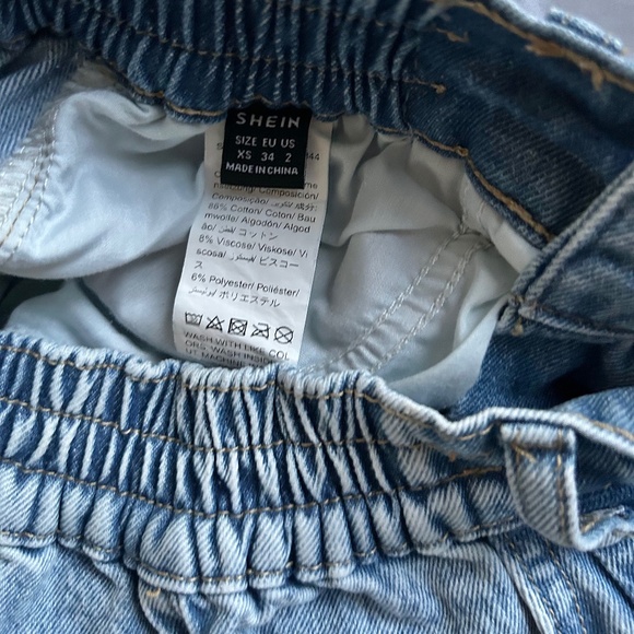 SHEIN Jean Skirt XS Size 2 Denim Flare Elastic Waist Retro 90s - Picture 5 of 5